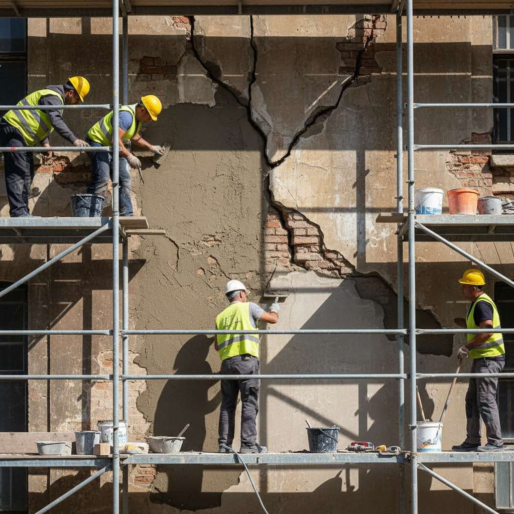 Comment réparer des fissures importantes sur une façade?